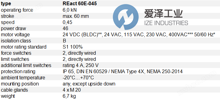 <strong><strong>RTK执行器REact 60E-045</strong></strong> 爱泽工业 ize-industries.png
